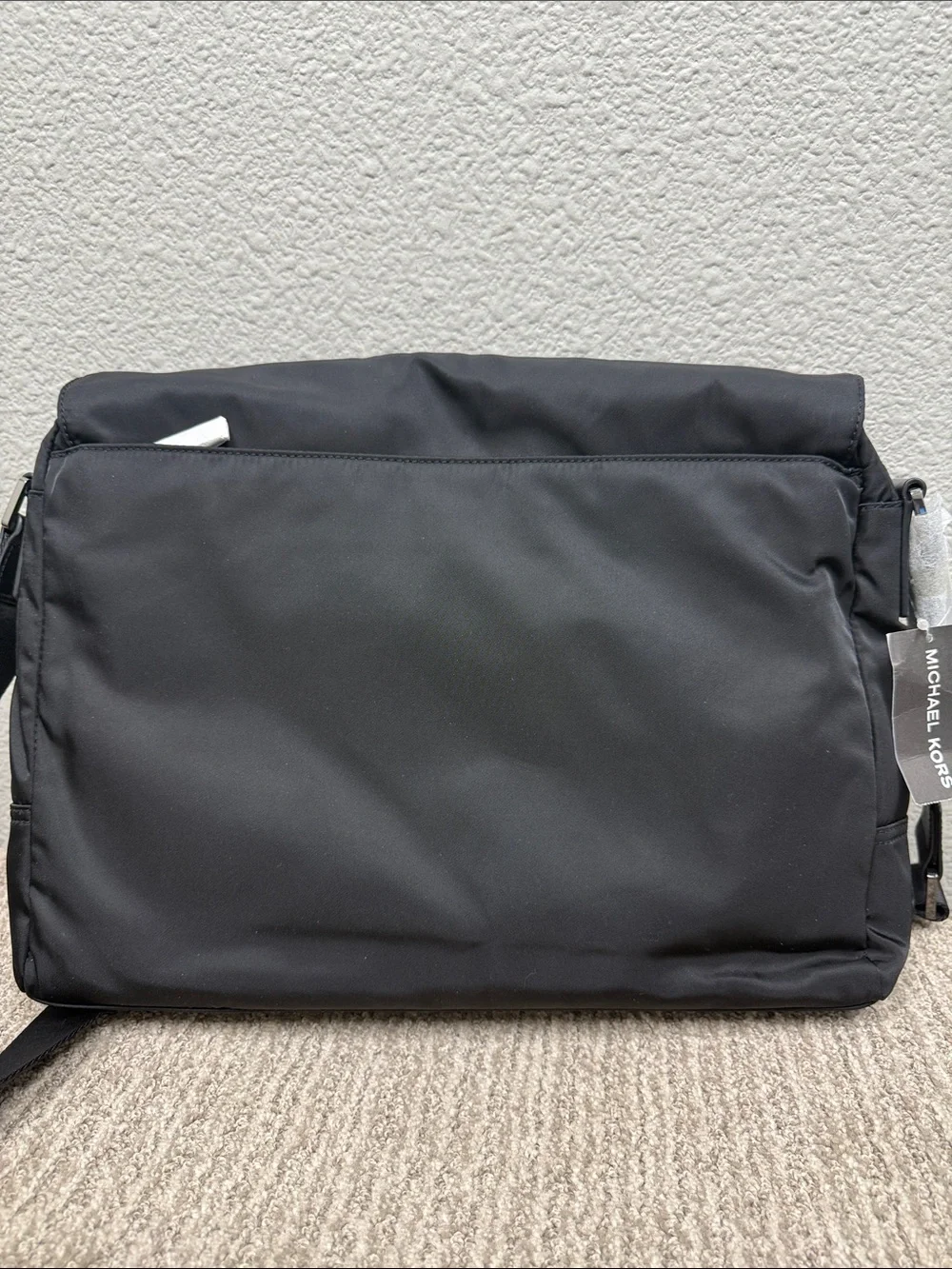 Michael Kors Black Nylon Men's Messenger Bag with Front Zip